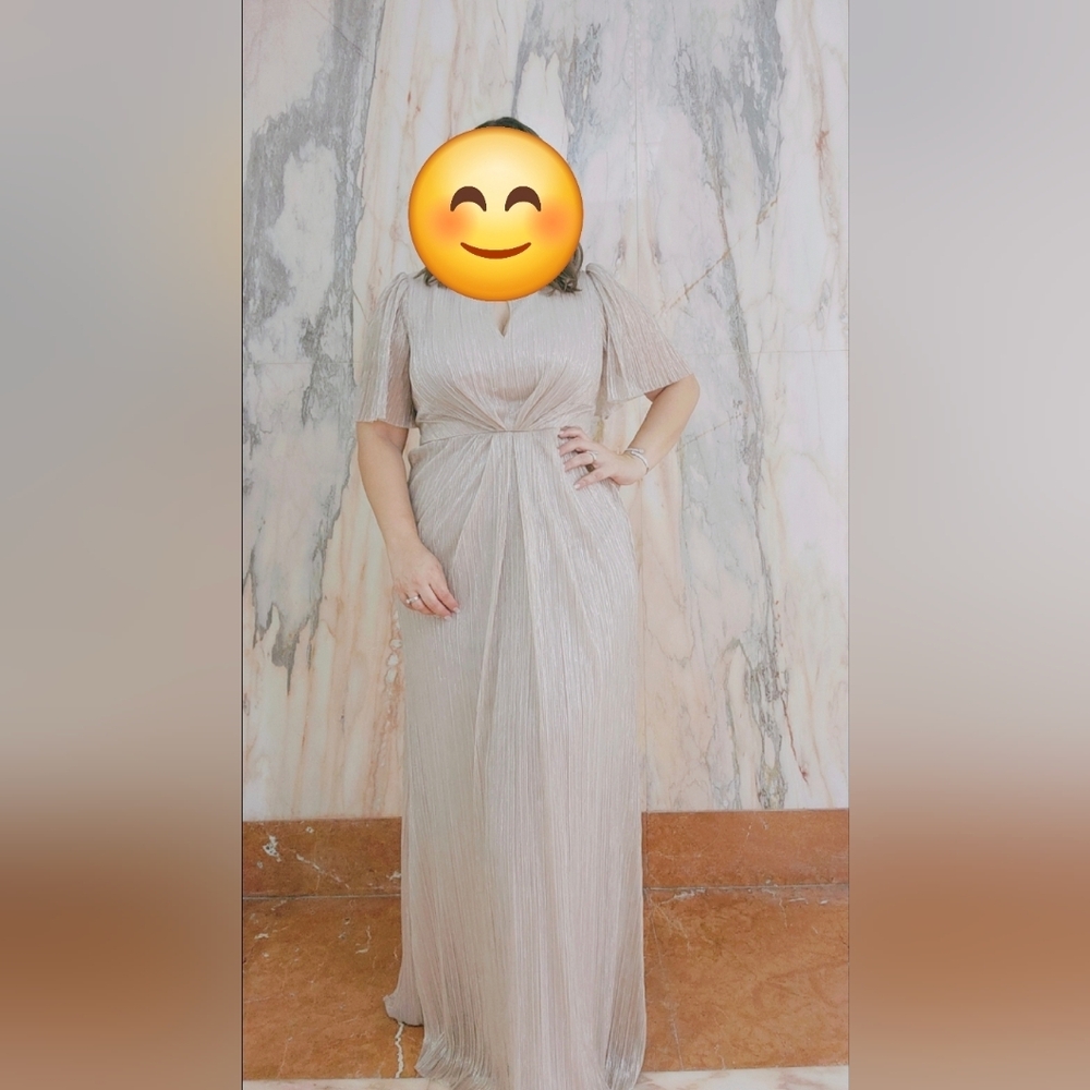 Adrianna Papell Shimmering Cream Long Sleeve Dress